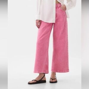 NEW GAP High Rise Stride Ankle Wide Leg Jeans Sugar Plum Pink Size 28 6